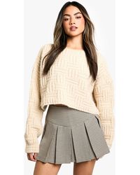 Boohoo - Square Knit Detail Oversized Crop Jumper - Lyst