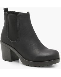chunky cleated heel chelsea boots