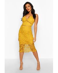 boutique lace panelled midi dress