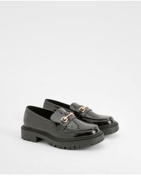 Boohoo - T Bar Patent Chunky Loafers - Lyst