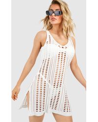 Boohoo - Crochet Cover-up Beach Dress - Lyst