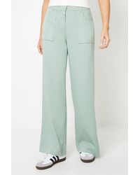 Oasis - Top Stitch Patch Pocket Wide Leg Trouser - Lyst