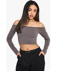 Boohoo - Basics Off The Shoulder Long Sleeve Top - Lyst