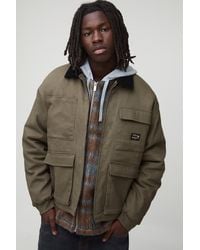 BoohooMAN - Oversized Boxy Overdyed Cargo Quilted Jean Jacket - Lyst