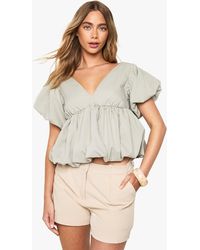 Boohoo - Poplin Puffball Top - Lyst