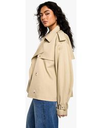 Boohoo - Short Belted Trench Coat - Lyst