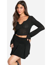 Boohoo - Texture Notch Front Top - Lyst