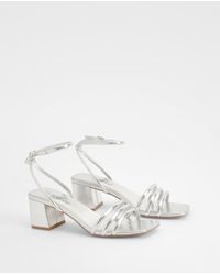 Boohoo - Square Toe Triple Strap Low Block Heel Sandals - Lyst