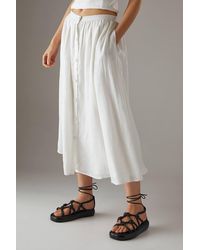 Warehouse - Premium Linen Blend Drop Waist Button Through Maxi Skirt - Lyst