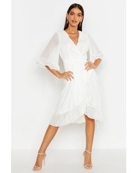 Boohoo Dobby Chiffon Wide Sleeve Midi 
