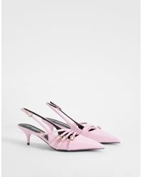 Boohoo - Low Stiletto Buckle Detail Pointed Court Shoes - Lyst
