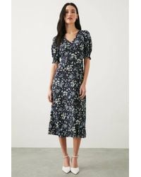 Dorothy Perkins - Petite Ditsy Shirred Cuff Jersey Midi Dress - Lyst