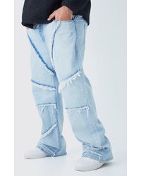 BoohooMAN - Plus Relaxed Rigid Flare Frayed Edge Jeans - Lyst