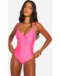 Boohoo - Essentials Underwired Swimsuit - Lyst