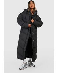 Boohoo - Hooded Quilt Detail Maxi Puffer - Lyst