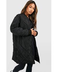 Boohoo - Longline Quilted Bomber Jacket - Lyst