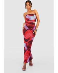 Boohoo - Petite Blurred Abstract Floral Cut Out Midaxi Dress - Lyst
