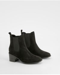 Boohoo - Wide Fit Panel Detail Low Block Heeled Shoe Boots - Lyst