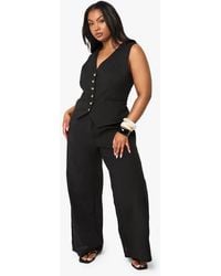 Boohoo - Plus Drawstring Elasticated Waist Wide Leg Trousers - Lyst