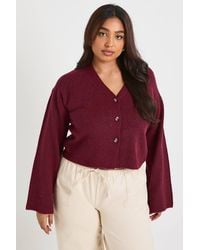 Boohoo - Plus V Neck Button Down Cardigan - Lyst