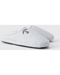 BoohooMAN - Embroidered Jersey Slippers - Lyst