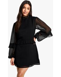 Boohoo - Chiffon High Neck Shift Mini Dress - Lyst