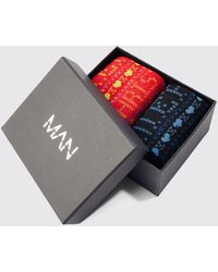 BoohooMAN - 2 Pack Christmas Fairisle Socks In Giftbox - Lyst