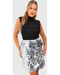 Boohoo - Plus Mixed Disk Sequin Mini Skirt - Lyst