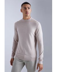 BoohooMAN - Muscle Fit Ribbed Extended Neck Sweater - Lyst