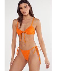 Nasty Gal - Floral Textured Tie Front Underwire Bikini Set - Lyst