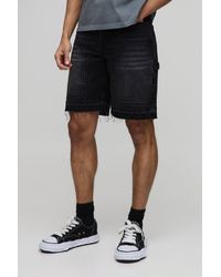Boohoo - Relaxed Fit Carpenter Washed Denim Shorts - Lyst