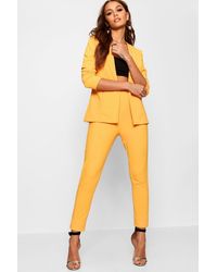 Boohoo Jersey Crepe Fitted Blazer & Pants Suit - Yellow