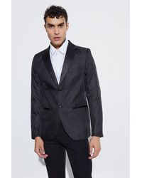 BoohooMAN - Slim Fit Contrast Lapel Jacquard Suit Jacket - Lyst