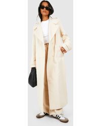 Boohoo - Petite Collar Detail Double Breasted Wool Maxi Coat - Lyst