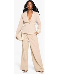 Boohoo - Tailored Linen Look Straight Leg Pants - Lyst