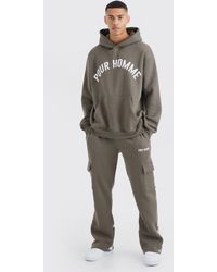 BoohooMAN - Oversized Camo Gusset Cargo Hooded Tracksuit - Lyst