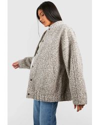 Boohoo - Maternity Oversized Wool Look Bomber Jacket - Lyst