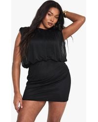 Boohoo - Plus Mesh Blouson Ruched Mini Dress - Lyst