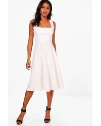 Boohoo Womens Skaterkleid in Midilänge mit Karree-Ausschnitt - Pink