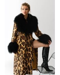 Nasty Gal - Limited Premium Leopard Suede And Shearling Coat - Lyst