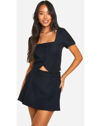 Boohoo - Square Neck Short Sleeve Tailored Crop Blazer - Lyst