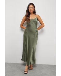 Warehouse - Petite Satin Tie Bust Seam Strappy Midi Slip Dress - Lyst