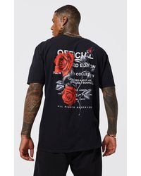BoohooMAN - Oversized Floral Back Graphic T-shirt - Lyst