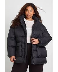 Boohoo - Plus Funnel Neck Textured Puffer Jacket - Lyst