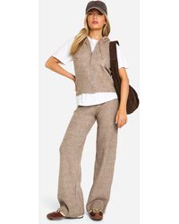 Boohoo - Conjunto Coordinado De Pantalón De Pernera Ancha Y Sudadera De Punto Suave Sin Mangas Con Capucha - Lyst