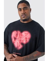 Boohoo - Camiseta Plus Oversize Con Estampado Gráfico De Corazón Y Estampado Efecto Mármol - Lyst