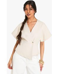 Boohoo - Woven Button Cap Sleeve Top - Lyst