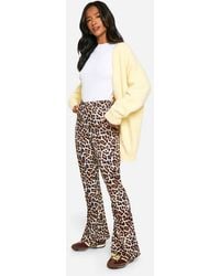 Boohoo - Leopard Print High-Rise Flared Trousers - Lyst