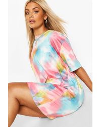 Boohoo - Plus Tie Dye Oversized Beach T-shirt Dress - Lyst