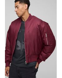 BoohooMAN - Oversized Boxy Curved Hem Nylon Bomber Jacket - Lyst